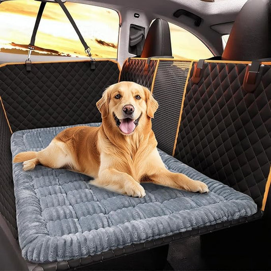 Dog Car Seat Cover for Back Seat, Dog Bed for Car, Non-Slip Travel Pet Mat, Fit for Backseat Extenders and Seat Protectors (Grey)