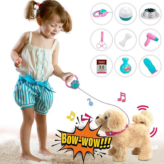 Koonie Talking Plush Golden Retriever Puppy - Repeats What You Say, Barks and Walks - Electronic Interactive Stuffed Dog for Kids