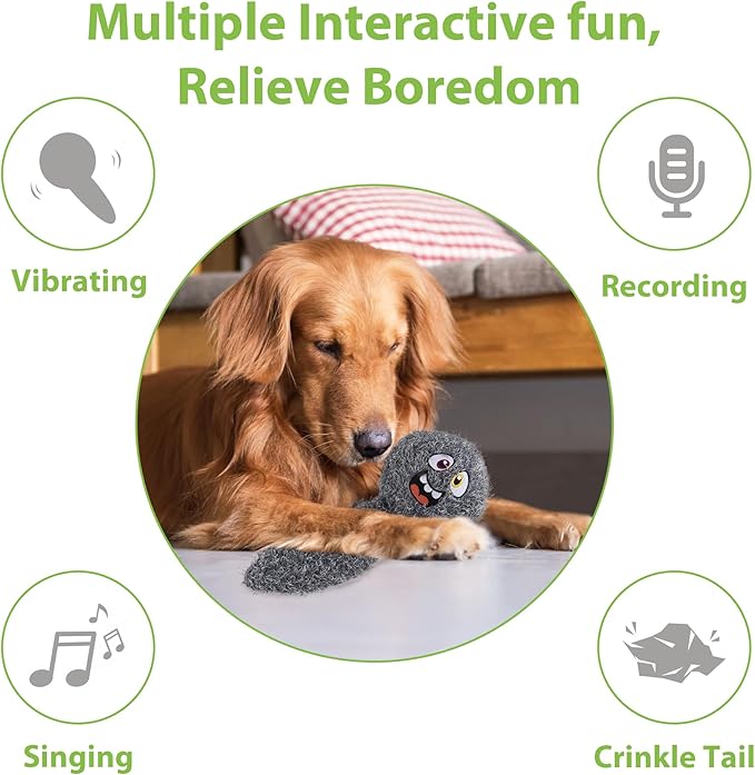 PETGEEK Interactive Dog Ball Toy, Automatic Dog Toys with Music and Recording, Rechargeable Vibrating Dogs Ball for Small/Medium/Large Sizes, Enrichment Toy for Doggy to Keep Them Busy (Brown)