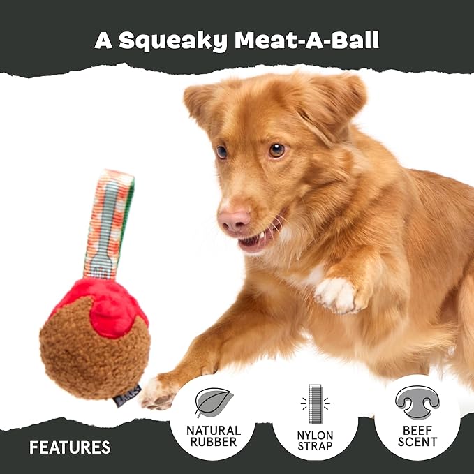Barkbox BARK A Squeaky Meat -a-Ball Scented Rip & Reveal Dog Toy for Aggressive Chewers - Medium