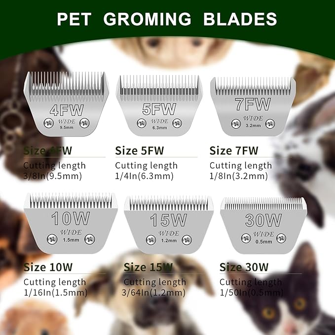 3 Pack 4 Wide Blades for Dog Grooming,Compatible with Andis,Oster A5,Wahl km10 Clippers,Cutting Length 3/8"