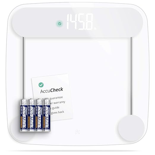Greater Goods Digital AccuCheck Bathroom Scale for Body Weight, Capacity up to 400 lbs, Batteries Included, Clear