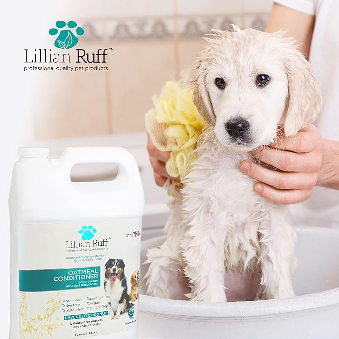 Lillian Ruff Calming Oatmeal Pet Conditioner for Dry Skin & Itch Relief with Aloe & Hydrating Essential Oils - Replenish Moisture & Deodorize - Soothing Conditioner for Normal/Sensitive Skin (Gallon)