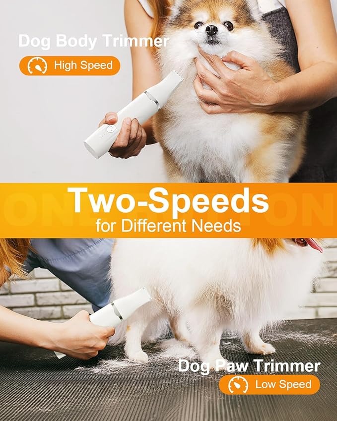 Dogs Hair Clippers Grooming Kit with Nail Grinder, 4 in 1 Cordless Electric Trimmer for Dogs Cat Low Noise USB Rechargeable, Pet Clippers Grooming Paws, Eyes, Ears, Face,Nail, Matted Hair