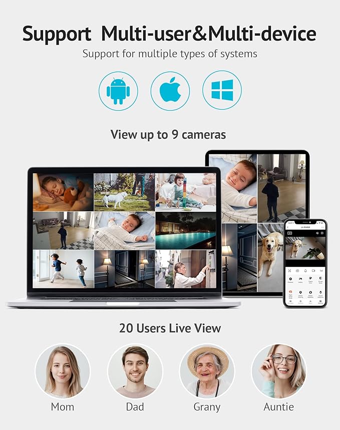 LaView Pan/Tilt Security Camera for Baby Monitor with Phone App (2 Pack+2 32GB SD Cards), 1080P WiFi Pet Camera Indoor, 360° Home Security Camera with Motion & Sound Detection, Two-Way Audio