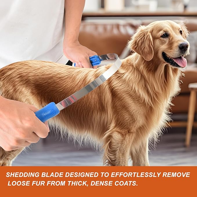 Dual-Sided Dog Shedding Blade - Stainless Steel Grooming Blade for Thick Coats Shedding Blade Horse Brush Scraper Double - sided serrated itching - relieving rake for cattle and horse hair