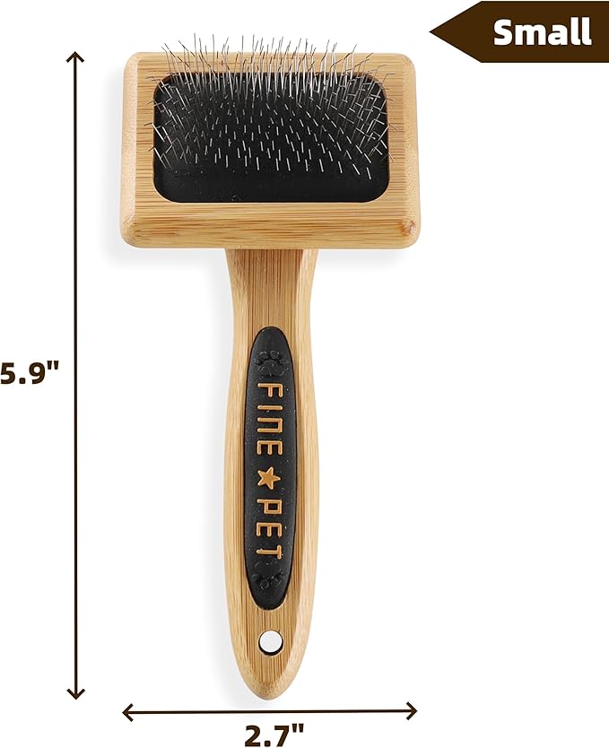 Dog Slicker Brush for Shedding Medium Long Haired Pets Wooden Grooming Brush for Small Dogs to Remove Loose Hair Tangles and Knots S