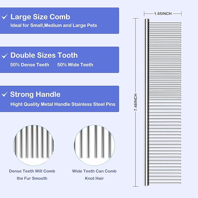 Slicker Brush for Goldendoodles, Labradoodles & Poodles - Grooming Brush for Medium & Long-Haired Dogs (Blue)