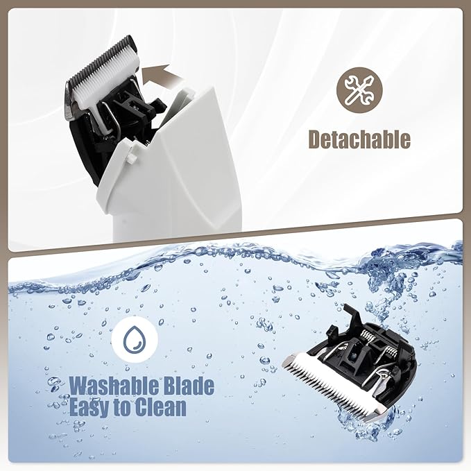 Dog Grooming Clippers, Low Noise, Electric Quiet, Adjustable Clipper Comb, Rechargeable Cordless Dog Hair Clippers for Dogs Cats Pets (White)