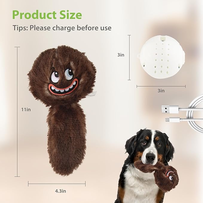 PETGEEK Interactive Dog Ball Toy, Automatic Dog Toys with Music and Recording, Rechargeable Vibrating Dogs Ball for Small/Medium/Large Sizes, Enrichment Toy for Doggy to Keep Them Busy (Brown)