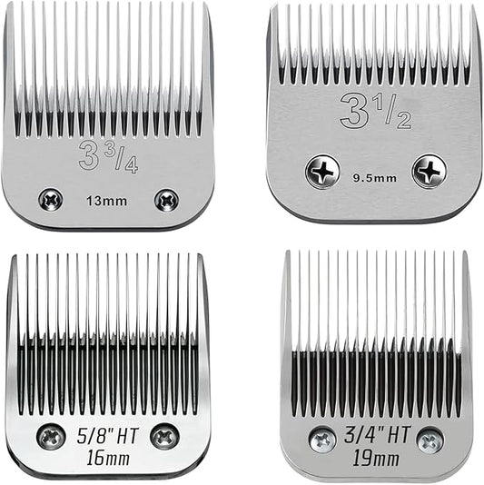4 Pack Large Size Detachable Replacement Blades set,compatible with oster Classic 76/Star-Teq/Power-Teq andi A*dis AGC,BDC,BGC,MBG Series Clippers，size from 3/8 to 3/4 -Inch（9.5-19mm）
