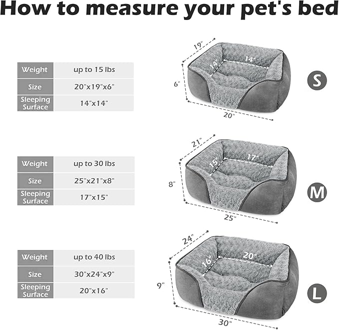 INVENHO Large Dog Bed Rectangle Washable Orthopedic Soft Calming Sleeping Durable Pet Cuddler with Anti-Slip Bottom