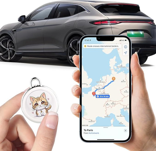 GPS Tracker for Vehicles - Real-Time Tracking Device with Global Coverage for Cars, Kids, Cats, and Dogs - No Subscription, Monthly Fees, or SIM Card Required （Cat Style）