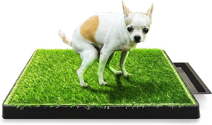 Hompet Dog Toilet Indoor Puppy Training Pad, Removable Dog Potty for Easier Clean Up,Dog Grass Pad with Tray Pet Training Grass Mat 25"×20"
