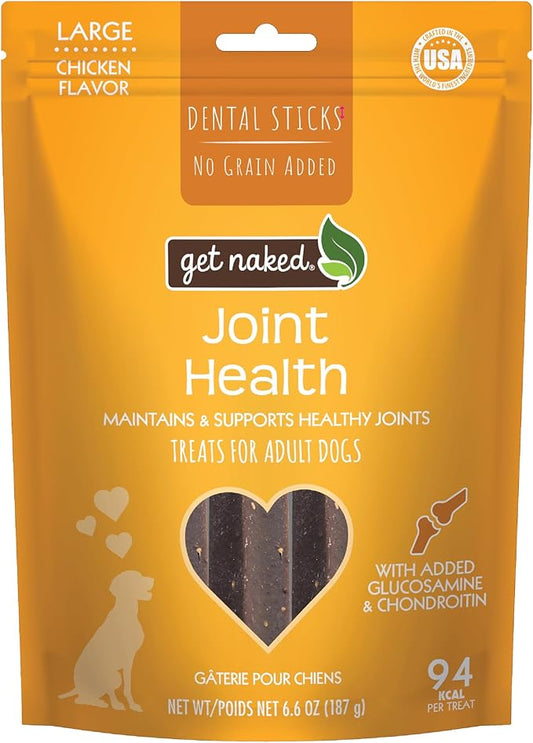 Get Naked Grain Free 1 Pouch 6.6 Oz Joint Health Dental Chew Sticks, Large