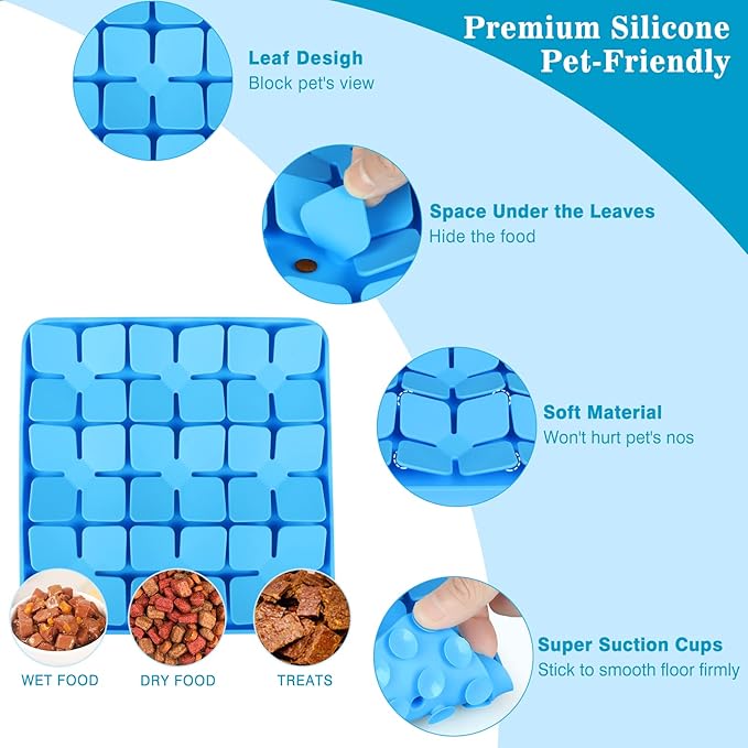 Snuffle Mat for Dogs,Silicone Interactive Dog Mat No Hurt for Dog's Nose for Smell Training and Slow Eating,Encourages Natural Foraging Skills and Stress Relief for Dog Mental Stimulation Toys