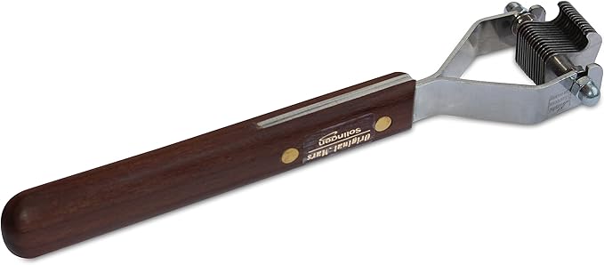 Mars Coat King Mini Dematting Undercoat Grooming Rake Stripper Tool and Detailing Body Work for Dogs and Cats, Stainless Steel with Wooden Handle, Made in Germany, 14-Blade Extra Fine
