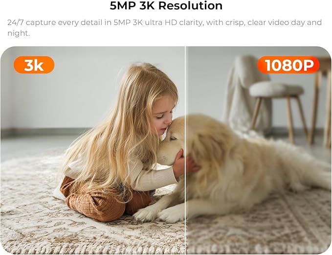 3K Pan/Tilt Indoor Camera for Home, 360° Dog Camera w/Motion Detection, Google TV, No Monthly fees, 2.4G/5G, Night Vision, 2-Way Audio, Auto Tracking, Security Cameras for Baby/Pet Monitoring