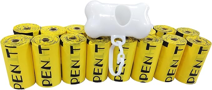 Dog Poop Bag, Biodegradable, Waste Bags with Dispensers, Guaranteed Leak Proof and Extra Thick, Certified Home Compostable, Plant-Based Dog Waste Bags, Eco-Friendly, 240 counts 16 rolls (Yellow, 16)
