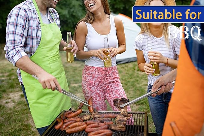 JETKONG 2 Pcs 18 Inch (45cm) Stainless Steel Grill Tongs Heavy Duty Giant Tweezer Tongs, Extra Large Tweezers Tools for Cooking, Grilling, BBQ and Turning Food (Silver)