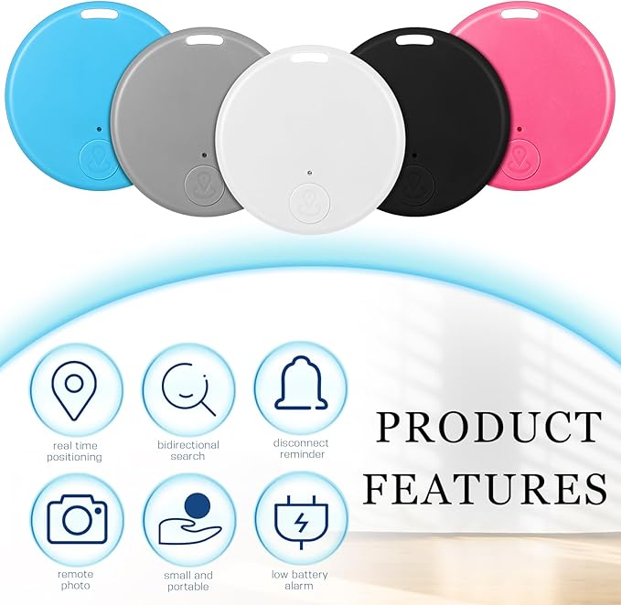 Konohan 5 Packs Portable GPS Tracking Mobile Tracking Anti Loss Smart Device Key Finder Locator GPS Finders Tracker Device for Pets Dog Cat Wallet Keychain Luggage, Alarm Reminder(Cute)