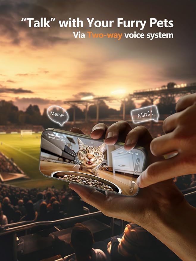 Automatic Cat Feeder with Camera - 5G WiFi Auto Cat Food Dispenser, 1080P HD Video with Night Vision, 1-15 Meals, 1-99 Portions, 2-Way Audio, Keeps Food Fresh, Timed Pet Feeder Also for Dogs