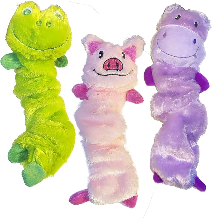 Jalousie 5 Pack Stuffingless Dog Squeaky Toys Dog Toy w/Durable Liner No Stuffing Dog Toy - Dog Toys Crinkle Paper Squeaker Toy for Medium Large Dogs (5 Pack Bungee Body Stuffingless Crinkle Paper)