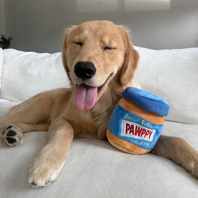 Interactive Dog Enrichment Toy, Cute Crinkle&Snuffle Puppy Toys, Hide & Seek Puzzles, Peanut Butter Jar Toys for Brain Stimulation, for All Dog Sizes