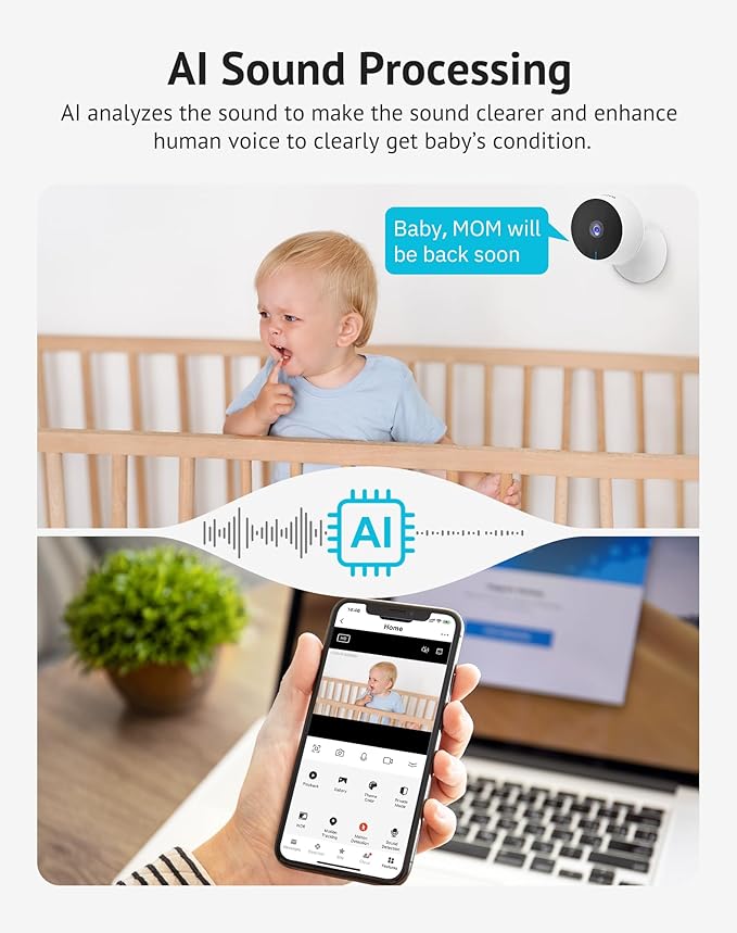 LaView 5MP 3K Cameras for Home Security Indoor,Home Security Camera for Baby/Elder/Pet/Nanny,Baby Cam Starlight Sensor Color Night Vision,US Cloud Service,Compatible with Alexa