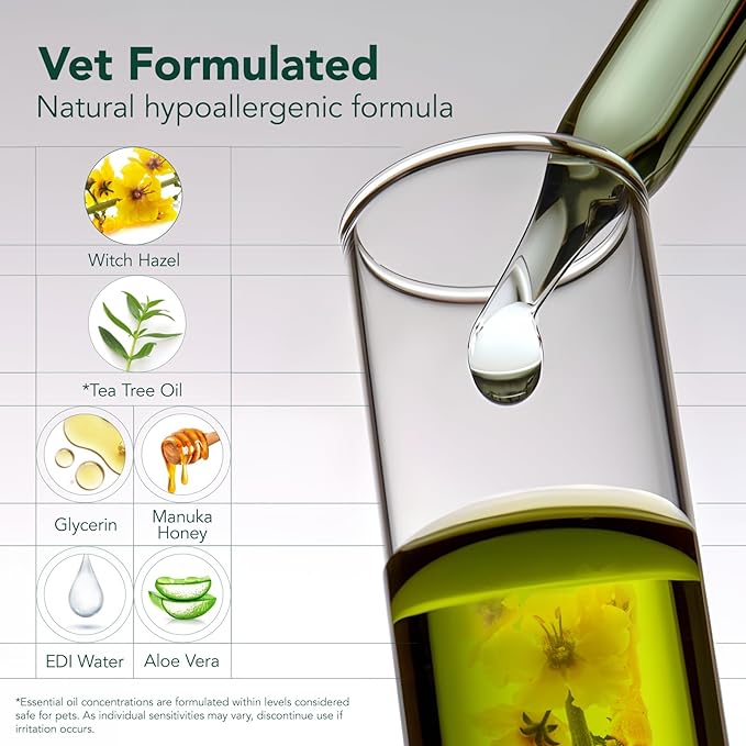 Pet Ear Wipes, Ear Cleaner Wipes for Dogs & Cats, Enzymes and Baking Soda - Fast Relief Ear Itching and Inflammation, Dog Ear Infection Treatment, Remove Dirt and Wax Build Up, 50 Count