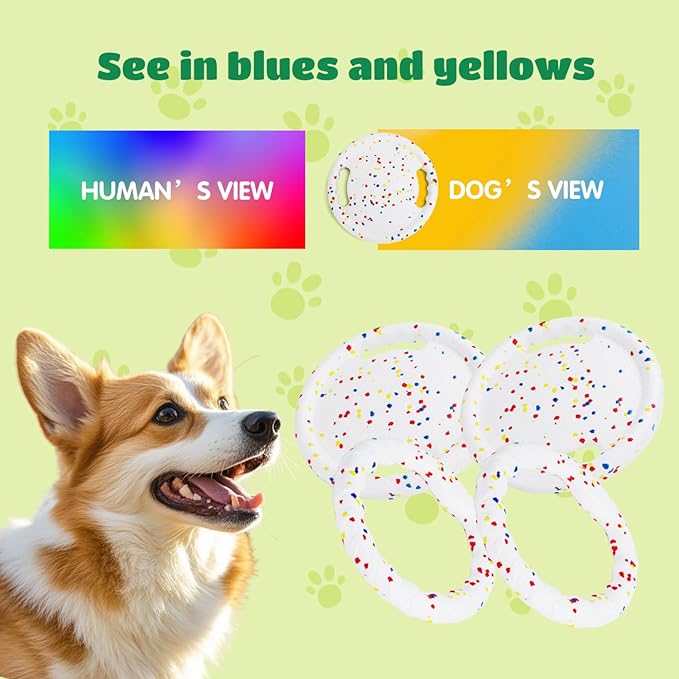 Nobleza Indestructible Fly Disc Ring Toy Set for Dog Pet, 2025 New Poncorn E-TPU Durable Puppy Fetch Outdoor Interactive Toy for Large Medium Small Aggressive Chewers, 4 PCS