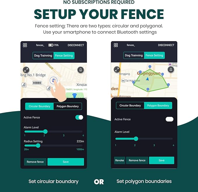 GPS Electric Dog Fence - Wireless Containment System with Free App, Customizable Boundaries & Waterproof Training Collar. Waterproof SmartPortable Fence for Outdoor Use, Suitable for Most Dogs