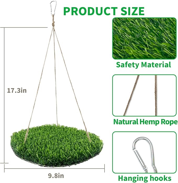 FlidRunest Hamster Foraging Grass Puzzle Hammock Swing, Small Pet Simulation Slow Feeder Mat, Washable Hanging Enrichment Activity for Bunny Guinea Pigs Hedgehog