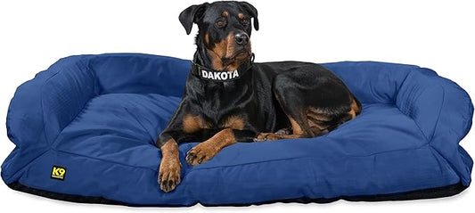K9 Ballistics Tough Bolster Nesting Pillow X-Large Sofa Dog Bed with Removable Washable Cover - Durable, Water Resistant with Nonskid Bottom 54"x38", Blue Quartz