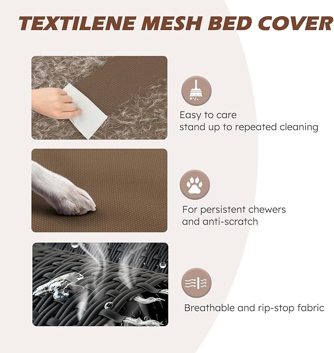 Heeyoo Elevated Dog Bed, Cooling Raised Pet Cot with Chew Proof Washable Breathable Mesh and Metal Frame, Portable Dog Cot Bed with No-Slip Feet for Outdoor or Indoor Use