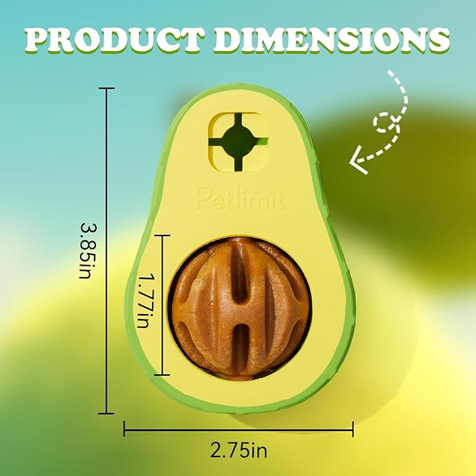 Avocado Puppy Chew Toys, Dog Chew Toys for Average Chewer, Tough Dog Dental Freezable Toy, Treat Dispensing Toys for Small Medium Dogs, Stuffable Toys for 10-30 Pounds