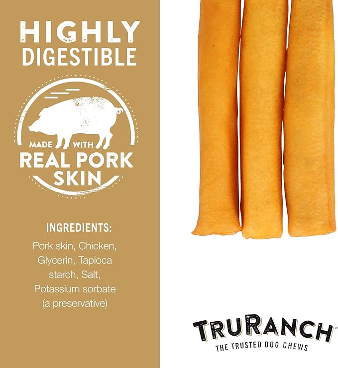 Large Pork Skin Rolls - Smoked Collagen Rolls - Collagen Chews for Dogs - Real Pork Skin - Rawhide Alternative - Easy to Digest Treat, 1 Bag, 3 Count