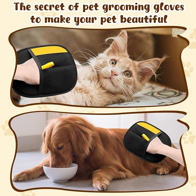 Pet Hair Removal Gloves,Electrostatic Gloves Pet Hair, Efficient Grooming Glove for Cats Dogs, Reusable Pet Hair Removal Tool for Couch, Furniture, Carpet, Curtain (3PCS)