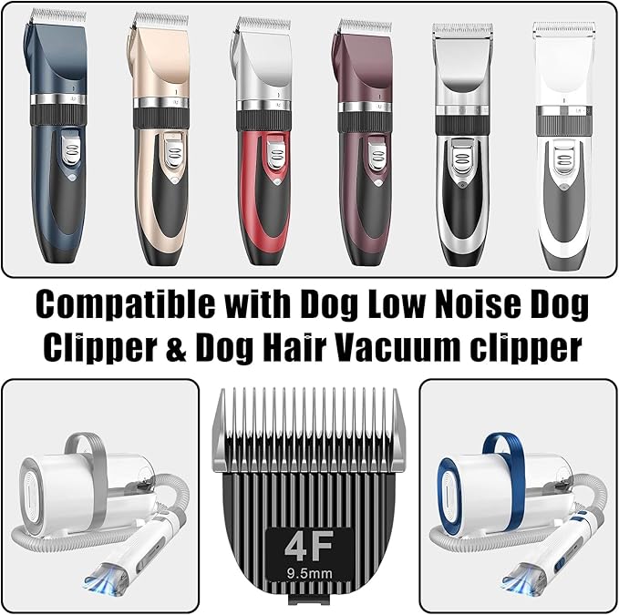 2 Pack Dog Grooming Replacement Blades Compatible with ONEISALL Dog Low Noise Dog Clipper & Dog Hair Vacuum Clipper,Made of Stainless Steel Pet Clipper Blade (Size 4F 3/8”(9.5mm))