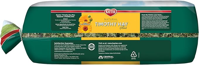 Kaytee All Natural Timothy Hay Plus Marigolds for Guinea Pigs, Rabbits & Other Small Animals, 24 Ounce