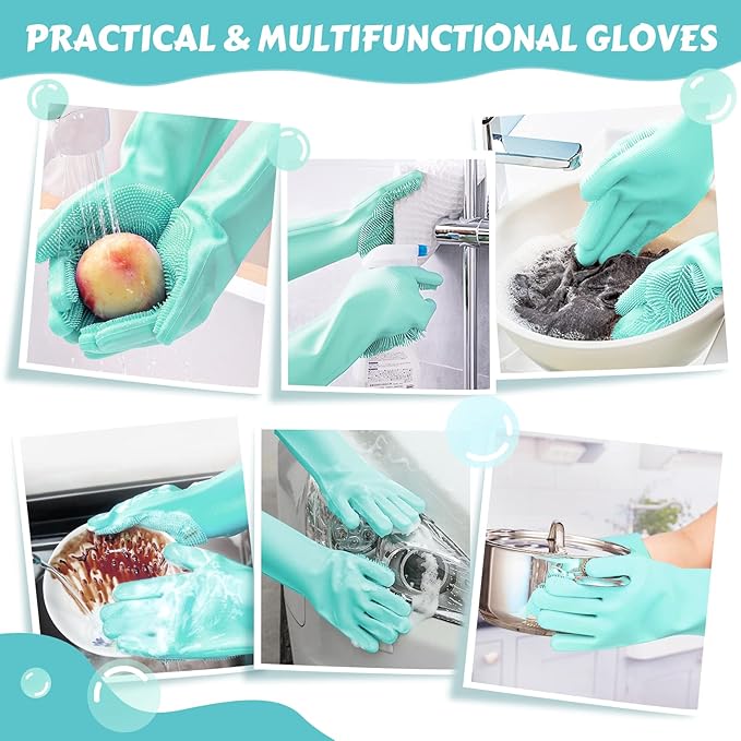 Pecute Large Pet Grooming Gloves with Heat-Resistant, High-Density Silicone Teeth for Washing, Massaging, and Enhanced Five Finger Design