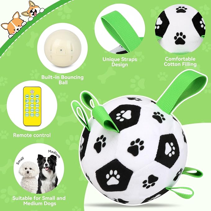 QDAN Interactive Dog Toys Balls: Automatic Rolling Dog Toys to Keep Them Busy, Remote Control, Rechargeable Pet Enrichment Toy for Boredom, Squeaky Puppy Toy for Small Medium