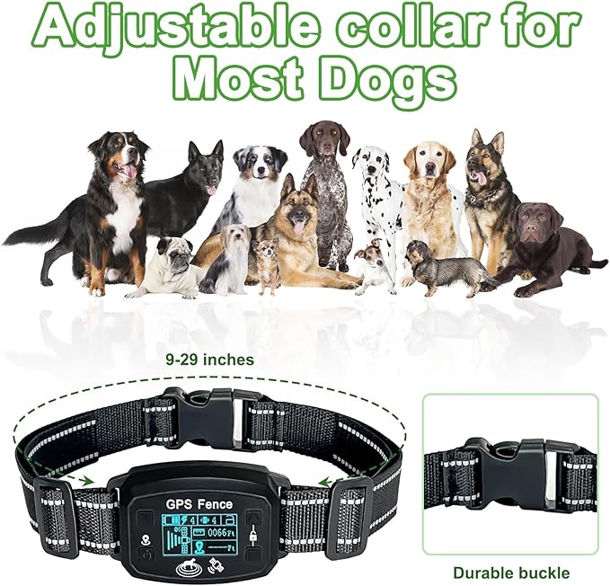 GPS Dog Fence,IPX6 Waterproof/Rechargeable Wireless Dog Fence,3 Stimulation Modes,Range 90-4000ft,Outdoor Use Only