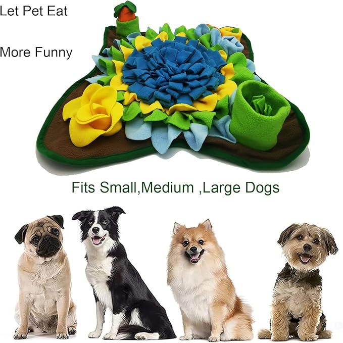 Dogs Snuffle Mat Pet Feeding Mats Puppy Sniffing Pad,Cat Doggies Interactive Puzzle Toys for Multiple Breeds Encourages Natural Foraging Skills,Training and Stress Release (Blue-01)