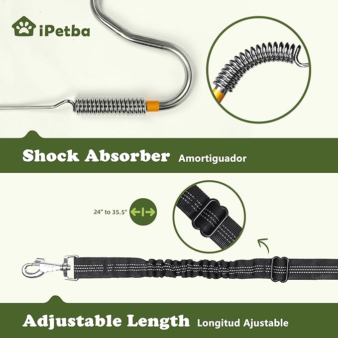 Heavy Duty Dog Bike Leash Attachment Hands Free Dog Bicycle Leash for Riding Exercising Cycling