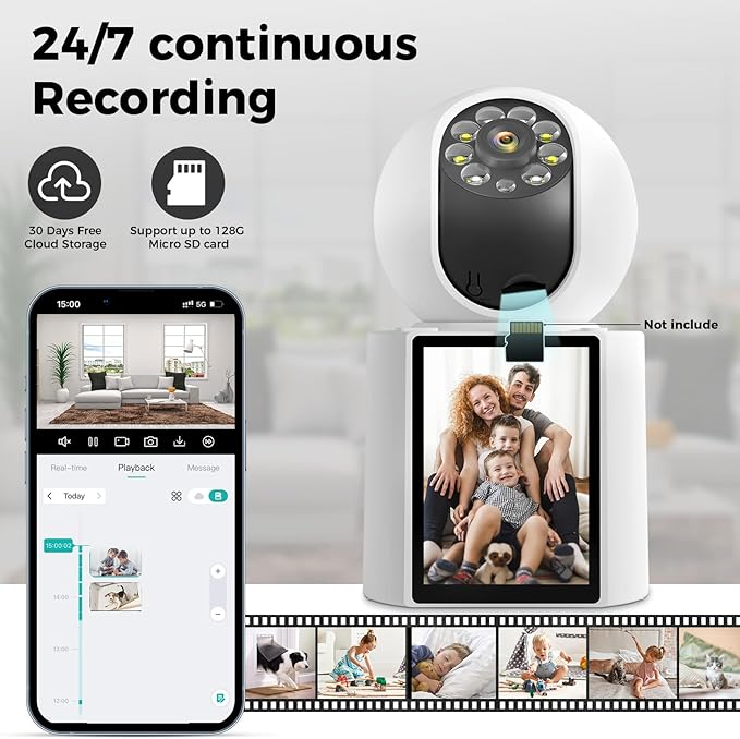 Video Call Security Camera, Indoor Camera for Home with App, 2K Full Color Night Vision, One-Click Call Two-Way Video, Ease to Set up, Motion Detection, Auto Tracking, Child Elder Dog Pet