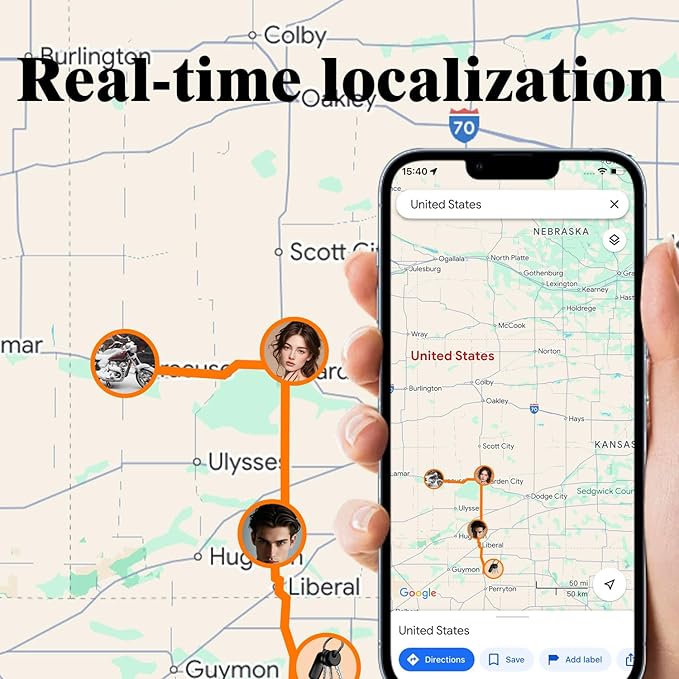 GPS Tracker for Dogs & Cats – Waterproof, Lightweight, Mini Real-Time Pet Locator with 1-Year Battery, No Subscription or SIM Required, Track History, iOS & Android Compatible