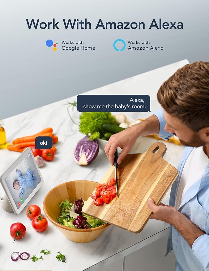 GNCC Indoor Security Camera, 2K Cameras for Home Security with Motion Detection, Baby/Pet Camera with Phone App, Night Vision, 2-Way Audio, TF/Cloud Storage, Works with Alexa & Google Home, 2.4G WiFi