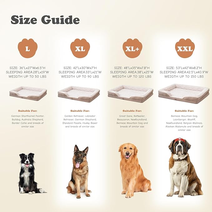 Orthopedic Dog Bed for Large Dogs - Big Washable Dog Sofa Beds Large, Supportive Foam Pet Couch Bed with Removable Washable Cover, Waterproof Lining and Nonskid Bottom