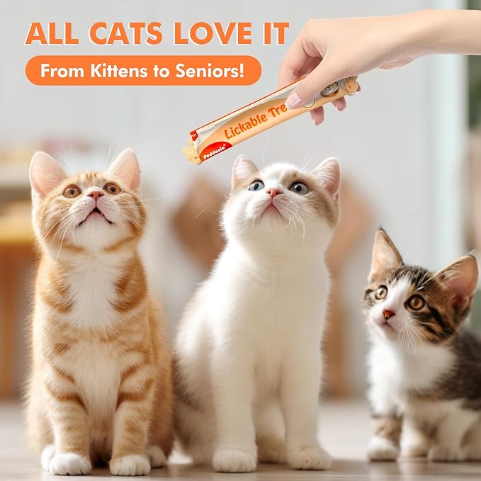 High-Meat Lickable Cat Treats, Grain & Gum Free, No Additives, All-Natural High Protein Puree, 0.5oz Tubes (Pack of 20)